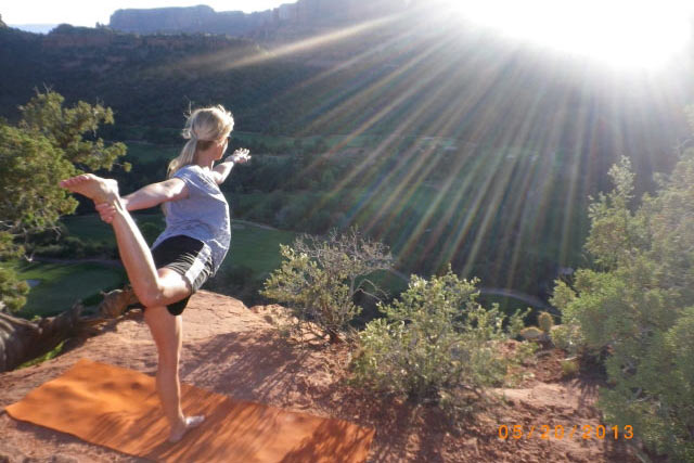 Yoga on the Sedona red rocks